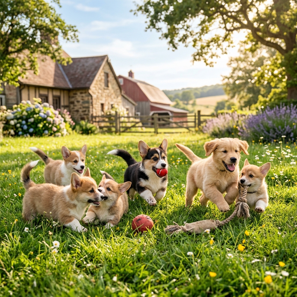 Happy 
Healthy Puppies playing